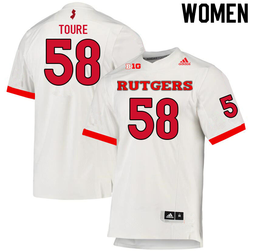 Women #58 Mohamed Toure Rutgers Scarlet Knights College Football Jerseys Sale-White - Click Image to Close